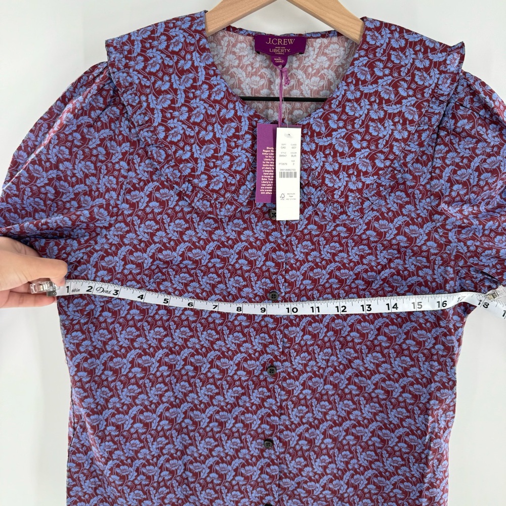 New! J. Crew Ruffle-collar Button-up Shirt in Liberty Toutouayette Fabric Size 2 - Picture 11 of 11